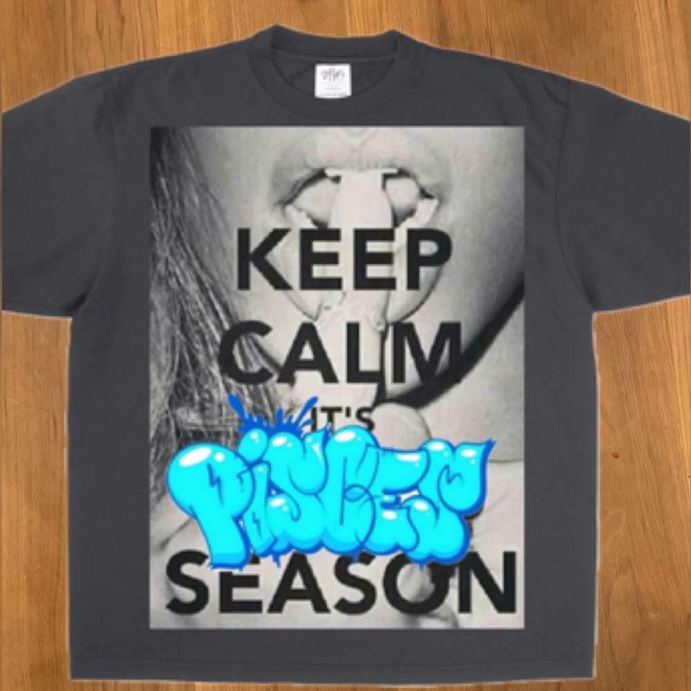 KEEP CALM ITS PISCES SEASON OVERSIZED 7.5oz HEAVYWEIGHT MOCK XXL TSHIRT SHADOW